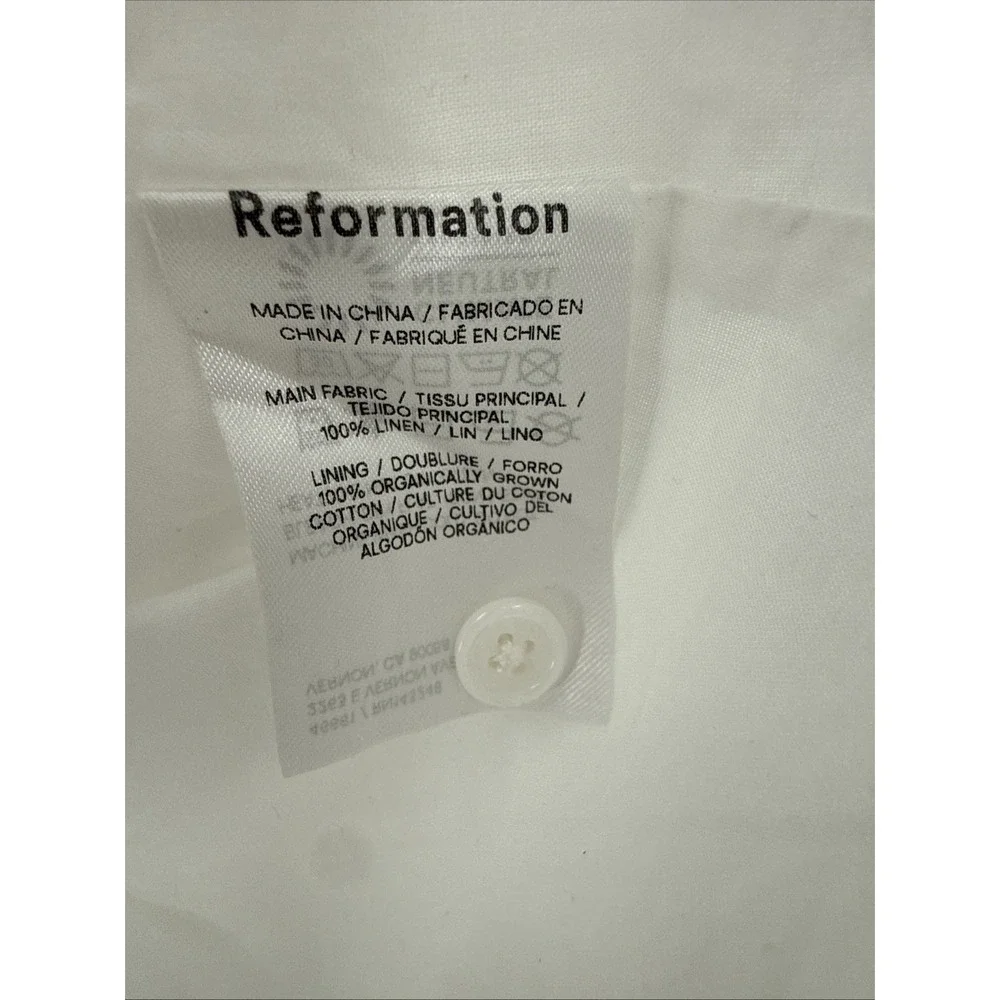 Reformation Womens Jessi White Linen Mini Shift Dress Size 4 Capsule Wardrobe - Picture 9 of 11